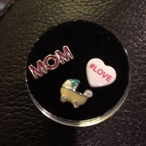 Origami Owl Set of 3 Charms Mom Baby Buggy